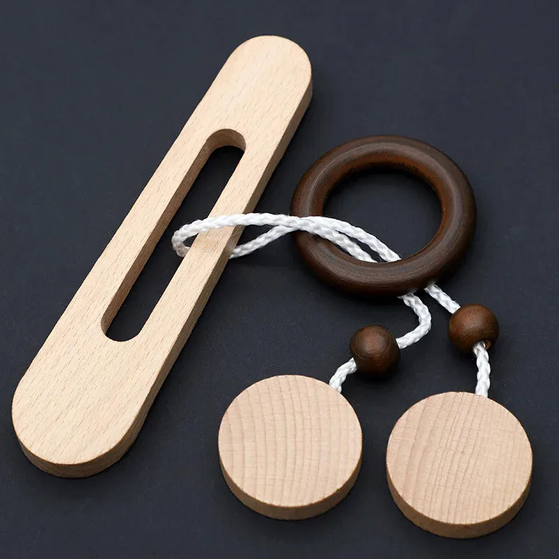 3D Wooden Interlocking Ring Puzzle - Logic and Spatial Thinking Development Game for All Ages