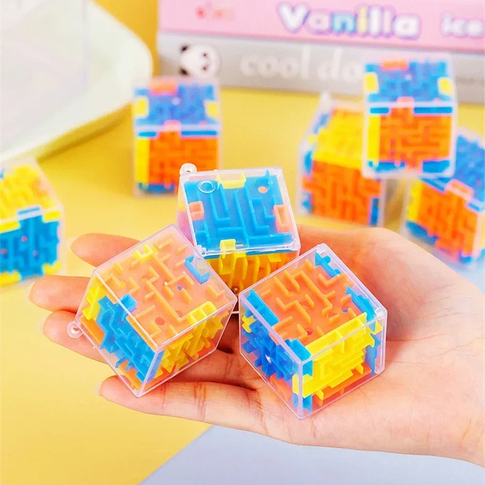 3D Maze Magic Cube Six-Sided Transparent Puzzle Speed Cube Rolling Ball Magic Cubes Maze Toys for Gift Stress Reliever Toys