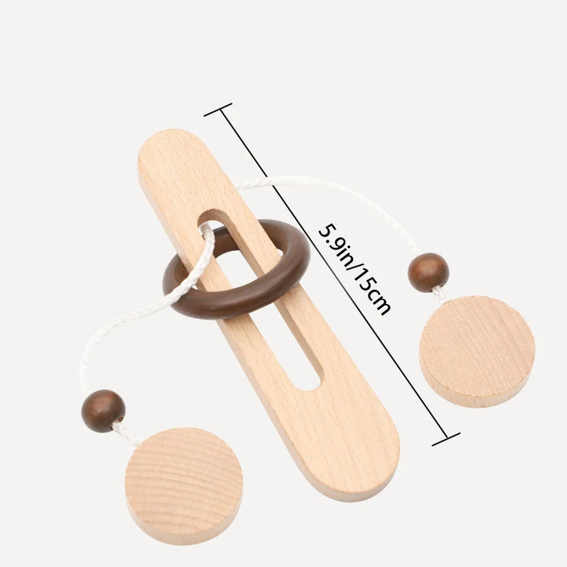 Wooden Ring Unlocking Game,Magic Ring Escape Classic Puzzle Toy, Kongming Lock Luban Lock Intelligence Toy