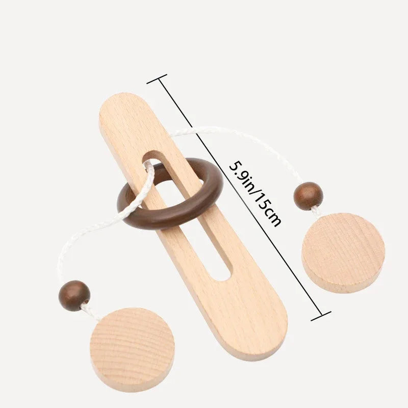 3D Wooden Interlocking Ring Puzzle - Logic and Spatial Thinking Development Game for All Ages