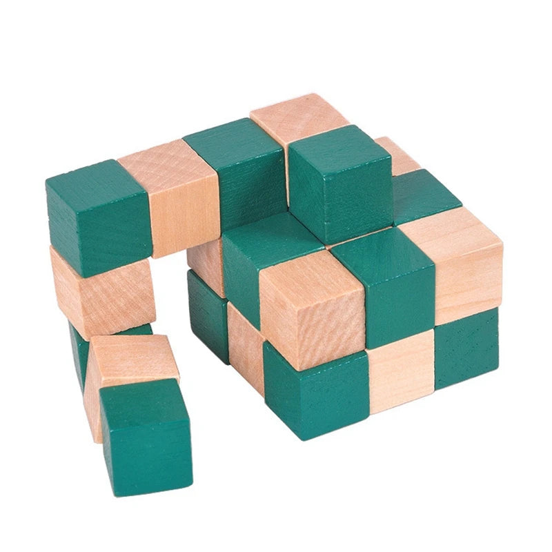 IQ Puzzle Wooden Dragon Tail Magic Cube - 3D Shapes Jigsaw Puzzle for Adults and Children, Intelligence Brain Teaser Toy