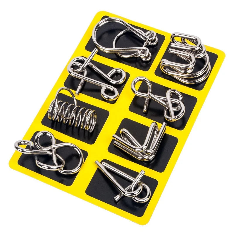 Unlock Your Mind with the 8-Piece Metal Montessori Puzzle Set - Engaging IQ Brain Teasers for All Ages!