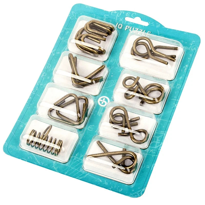 Unlock Your Mind with the 8-Piece Metal Montessori Puzzle Set - Engaging IQ Brain Teasers for All Ages!