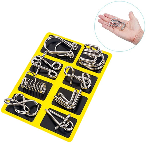 Unlock Your Mind with the 8-Piece Metal Montessori Puzzle Set - Engaging IQ Brain Teasers for All Ages!