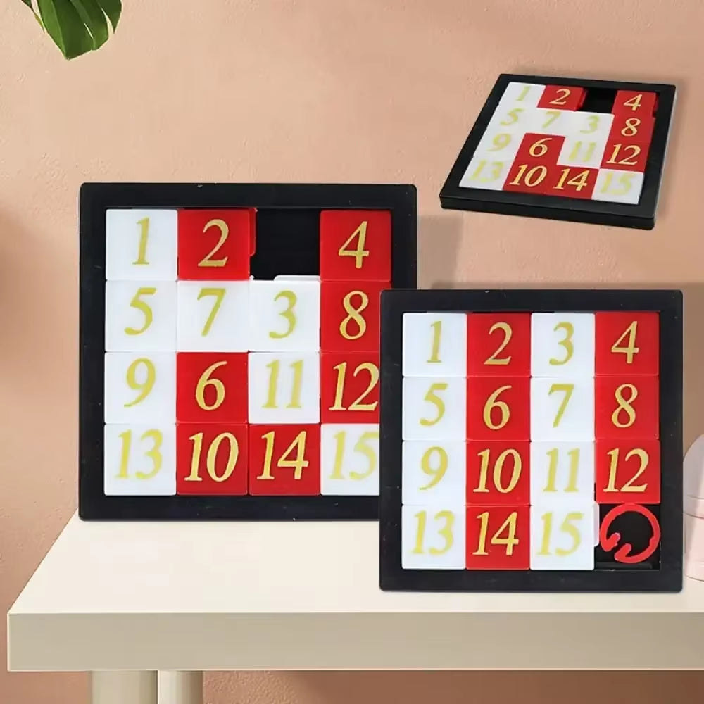Sliding Number Puzzle Early Educational Math Toy Huarong Road Brain Teaser Test Montessori Educational Toy Sliding Puzzle Toy
